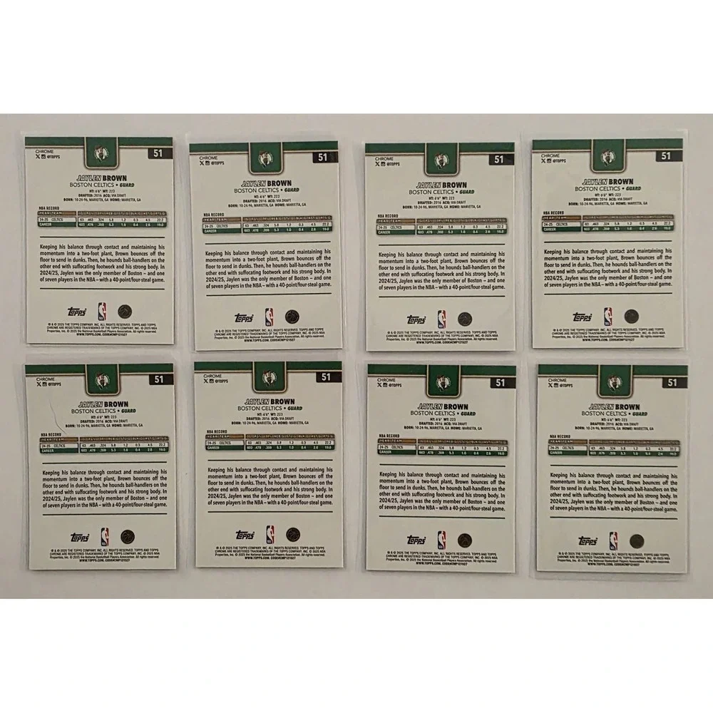 2025-26 Topps‎ Chrome - Jaylen Brown #51 Red White & Blue Refractor Lot Of 8